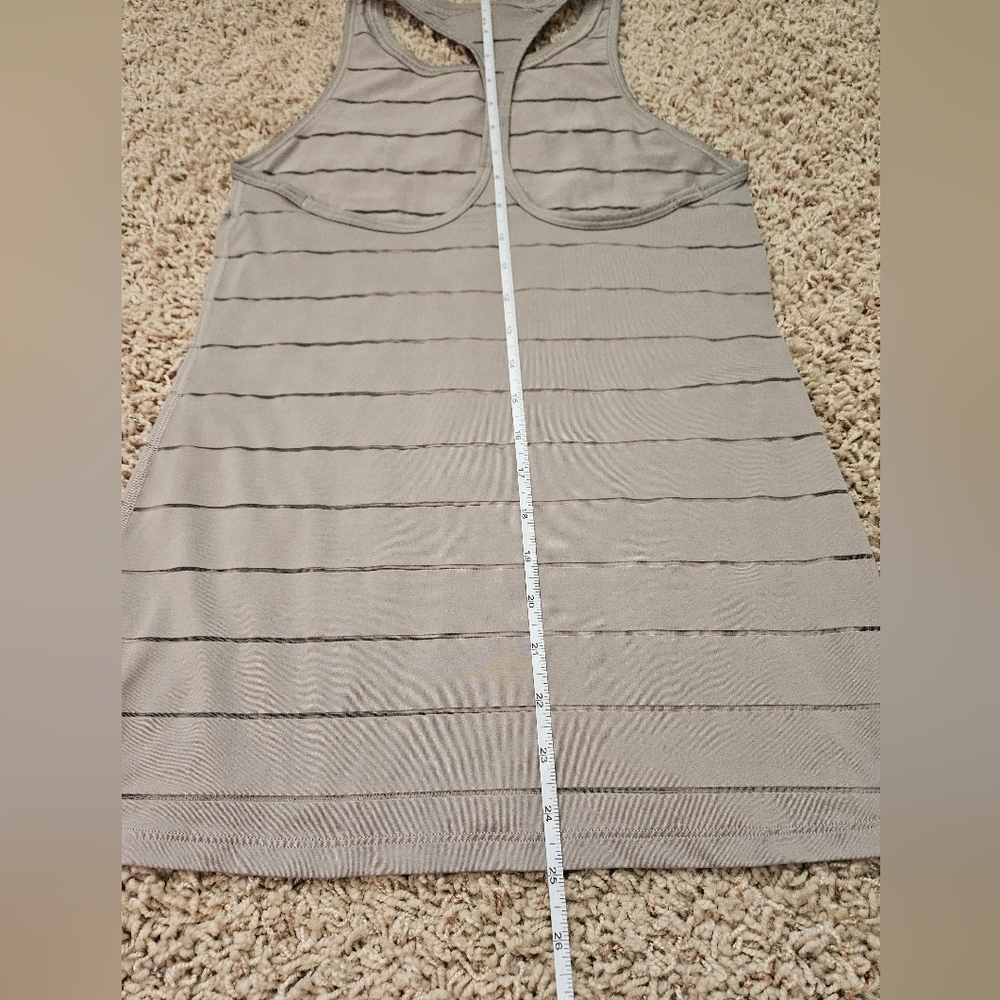 Woman's Athleta Stripe Mesh High Neck Chi Tank Gray - xxs, can fit larger - Picture 11 of 13